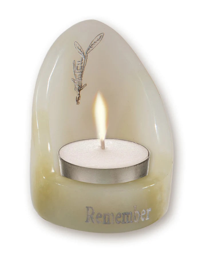 Remembrance Alabaster Tea Light Holder