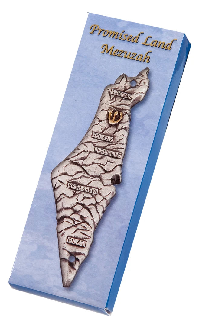 Map of Israel Pewter Mezuzah