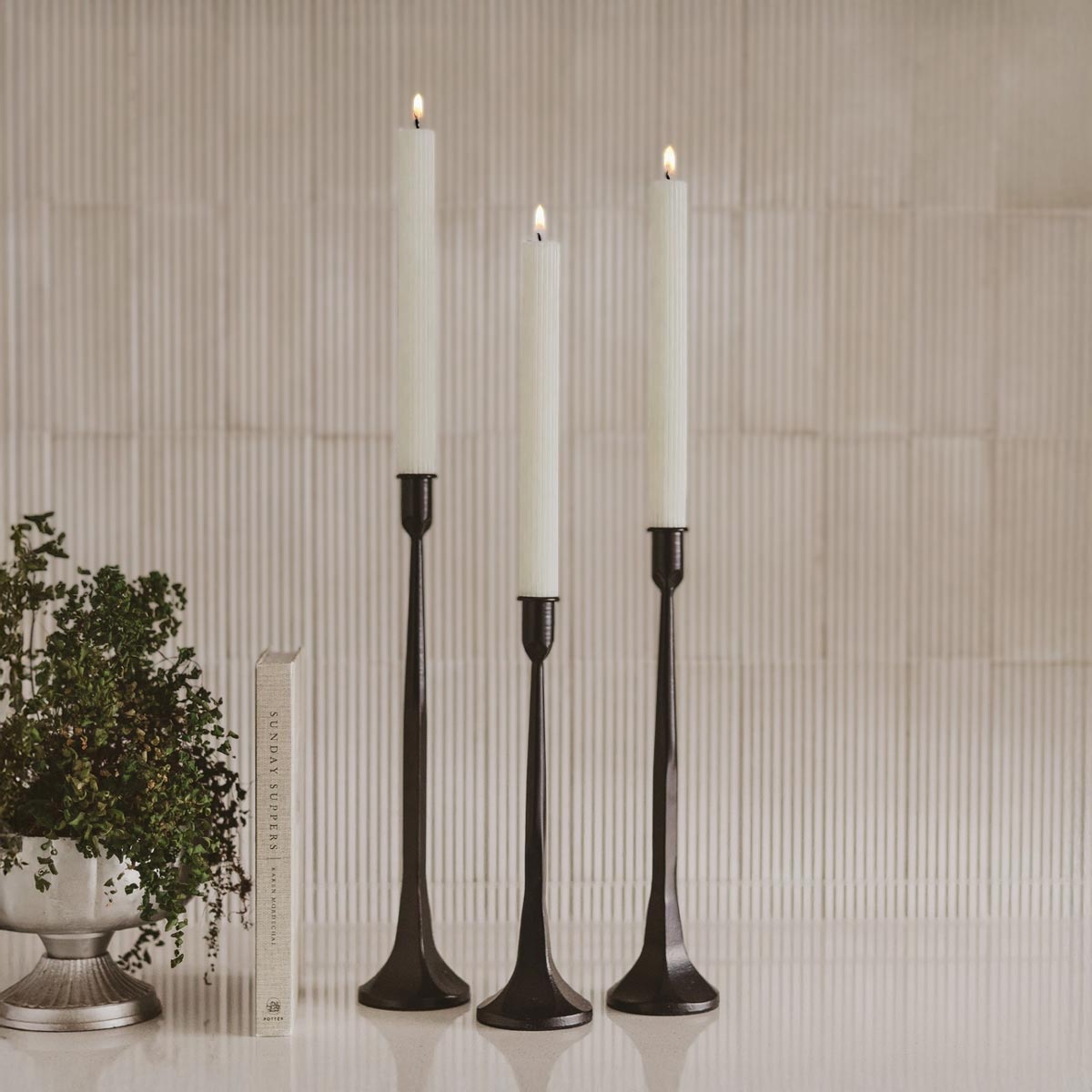 Cast Iron Taper Candle Holder Set