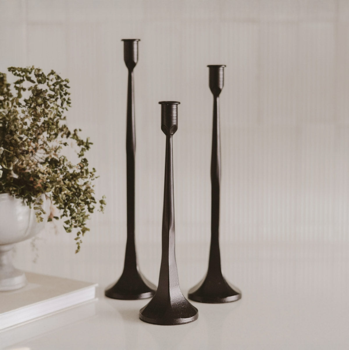 Cast Iron Taper Candle Holder Set