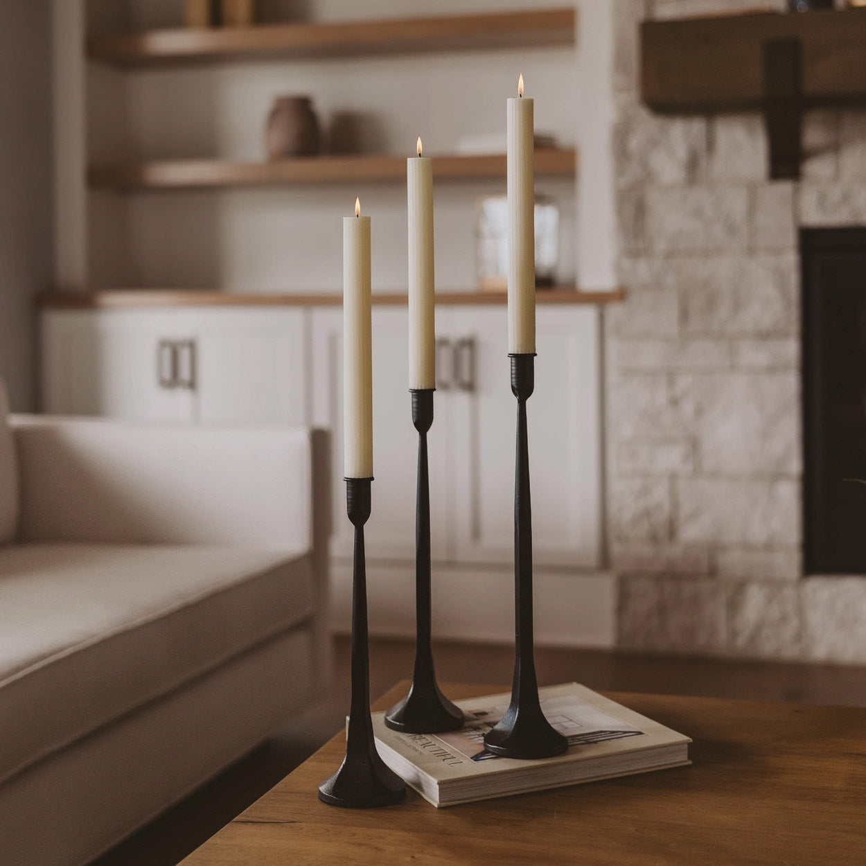 Cast Iron Taper Candle Holder Set