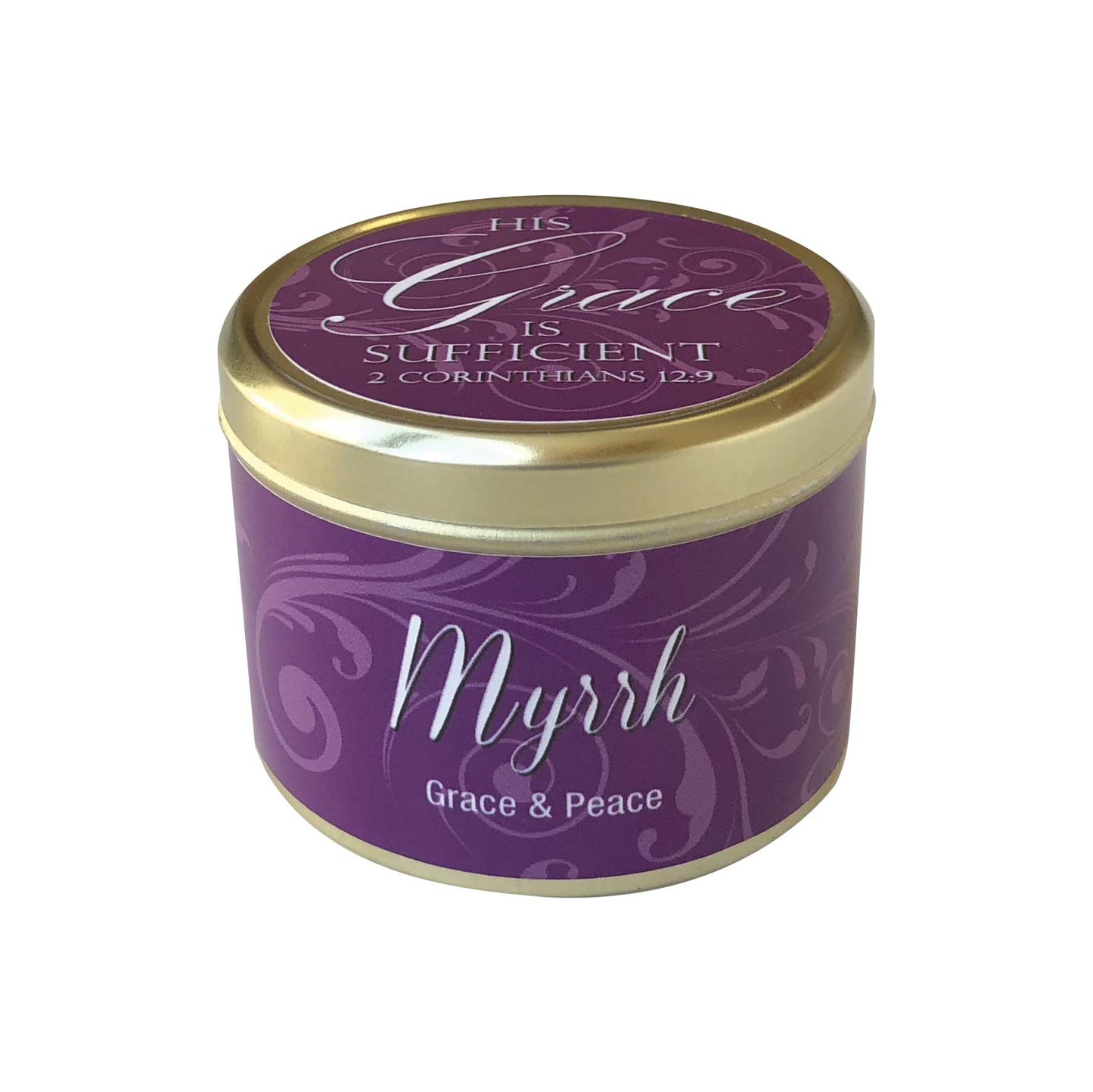 Myrrh Scripture Tin Candle