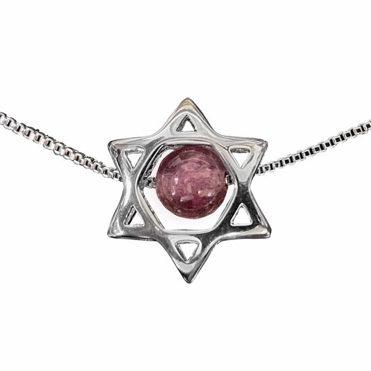 Star of David with pink stone