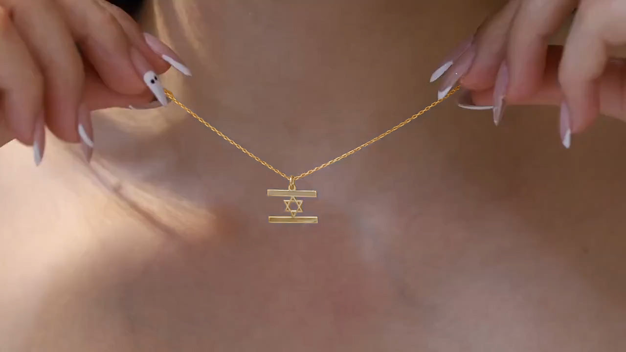 Gold Israel Flag Necklace