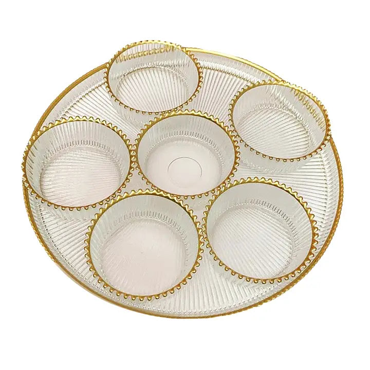 Gold Trimmed Glass Seder Plate