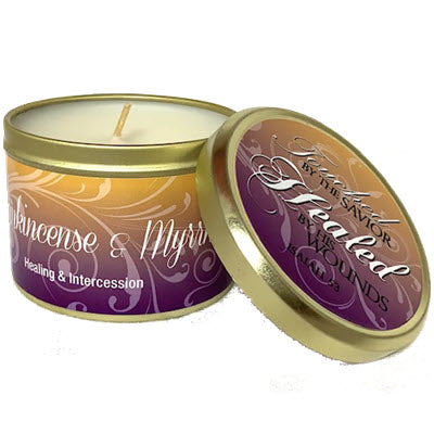 Frankincense & Myrrh Scripture Tin candle