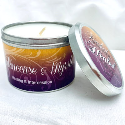 Frankincense & Myrrh Scripture Tin candle