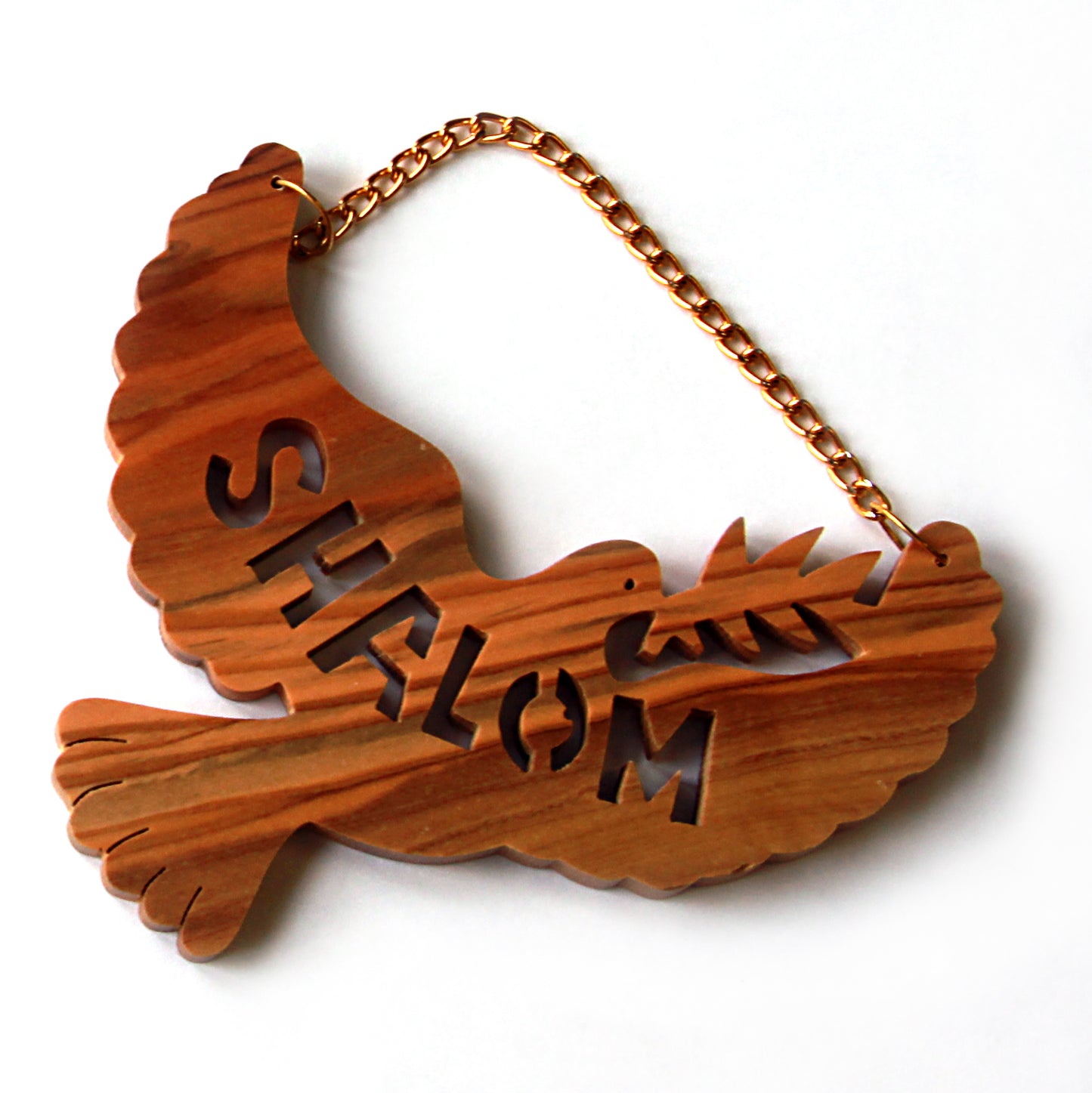 Olivewood Shalom Dove ornament