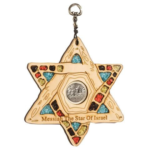 Wooden Star of David with Blessing