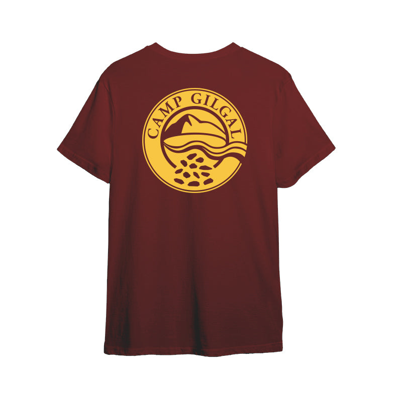 Camp Gilgal T-shirt, Burgandy w/yellow logo