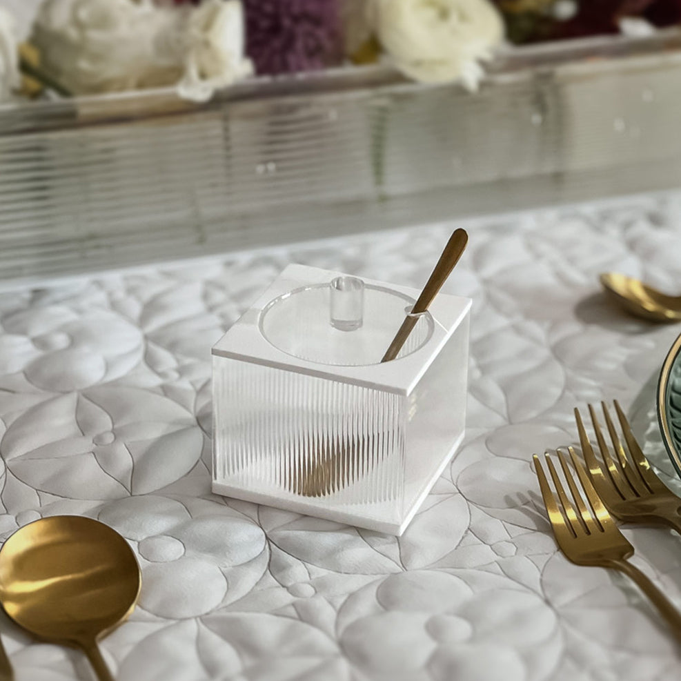 Lucite Honey Dish with Gold Spoon