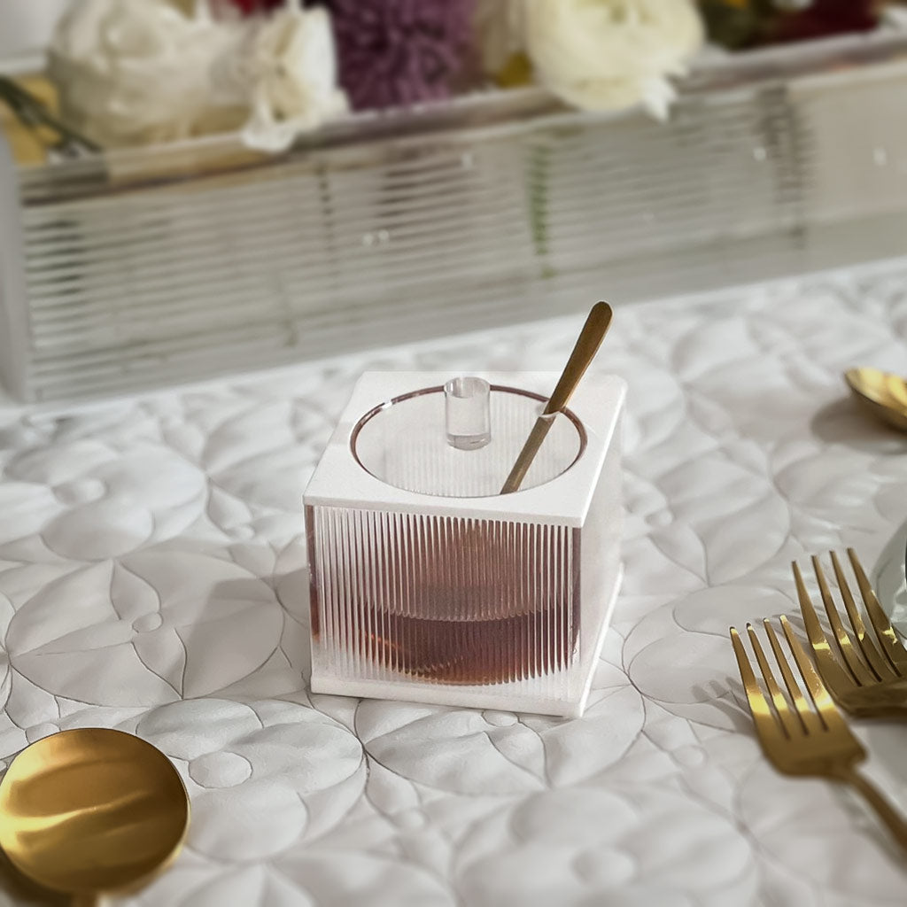 Lucite Honey Dish with Gold Spoon