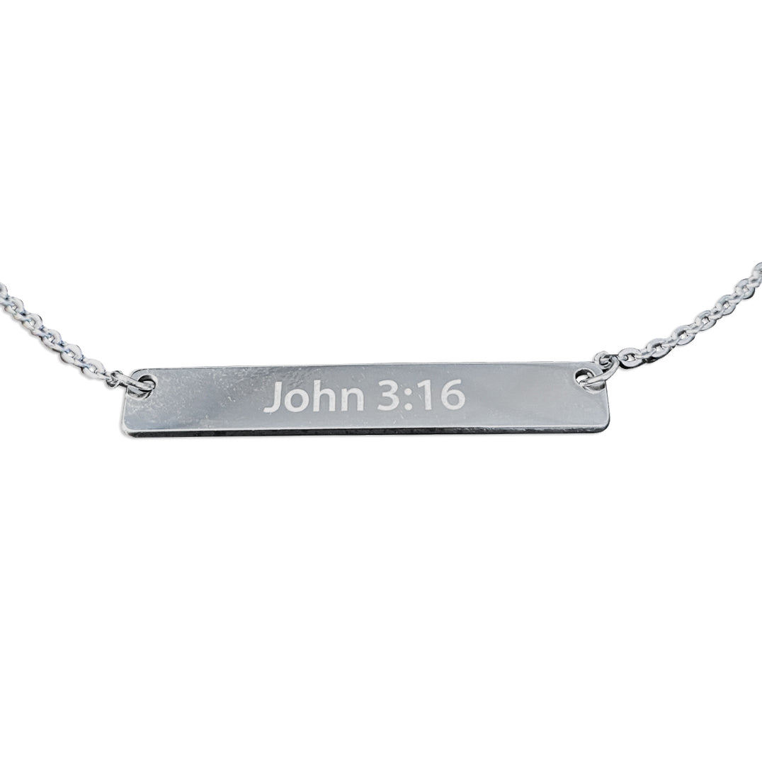 John 3:16 Silver Bar Necklace